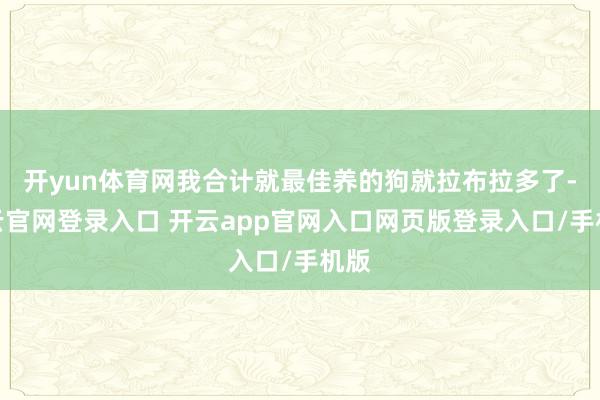 开yun体育网我合计就最佳养的狗就拉布拉多了-开云官网登录入口 开云app官网入口网页版登录入口/手机版