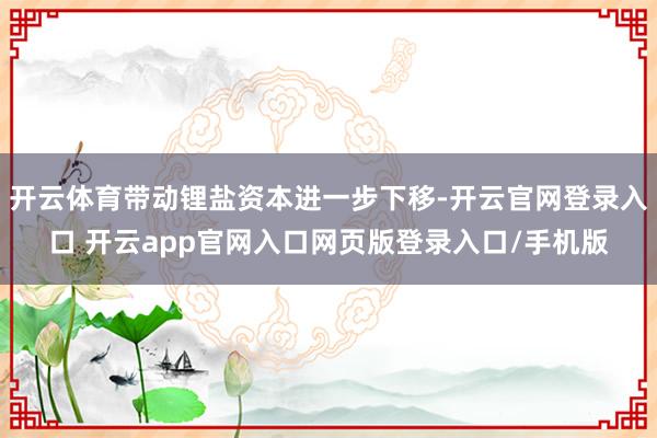 开云体育带动锂盐资本进一步下移-开云官网登录入口 开云app官网入口网页版登录入口/手机版