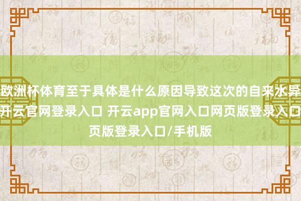 欧洲杯体育至于具体是什么原因导致这次的自来水异味情况-开云官网登录入口 开云app官网入口网页版登录入口/手机版
