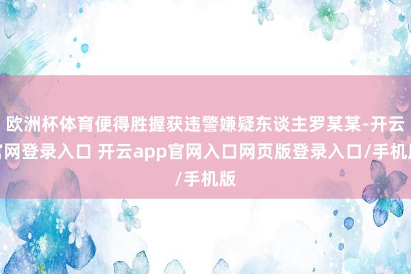 欧洲杯体育便得胜握获违警嫌疑东谈主罗某某-开云官网登录入口 开云app官网入口网页版登录入口/手机版