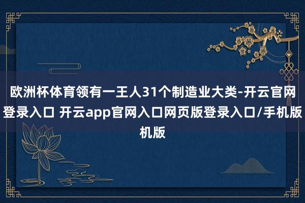 欧洲杯体育领有一王人31个制造业大类-开云官网登录入口 开云app官网入口网页版登录入口/手机版