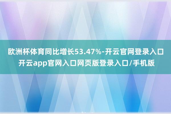 欧洲杯体育同比增长53.47%-开云官网登录入口 开云app官网入口网页版登录入口/手机版