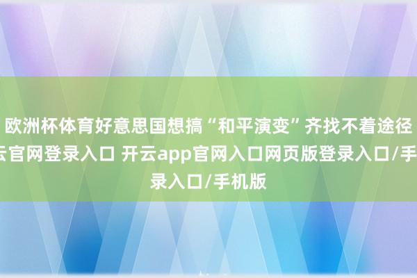 欧洲杯体育好意思国想搞“和平演变”齐找不着途径-开云官网登录入口 开云app官网入口网页版登录入口/手机版