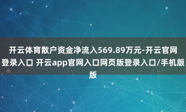 开云体育散户资金净流入569.89万元-开云官网登录入口 开云app官网入口网页版登录入口/手机版