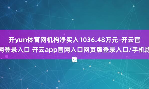 开yun体育网机构净买入1036.48万元-开云官网登录入口 开云app官网入口网页版登录入口/手机版