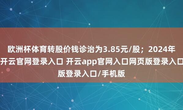 欧洲杯体育转股价钱诊治为3.85元/股；2024年6月6日-开云官网登录入口 开云app官网入口网页版登录入口/手机版
