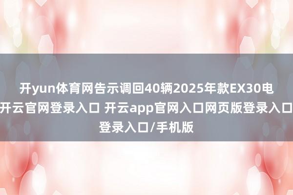 开yun体育网告示调回40辆2025年款EX30电动汽车-开云官网登录入口 开云app官网入口网页版登录入口/手机版